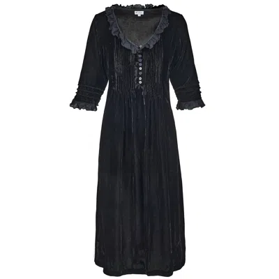 At Last... Women's Silk Velvet Karen Dress In  Black In Black