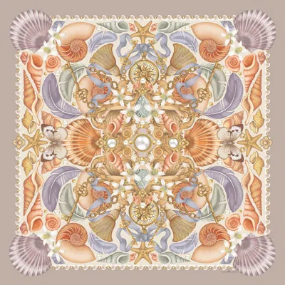 Emily Carter Women's Neutrals / Purple The Shell & Starfish Silk Scarf - L In Purple