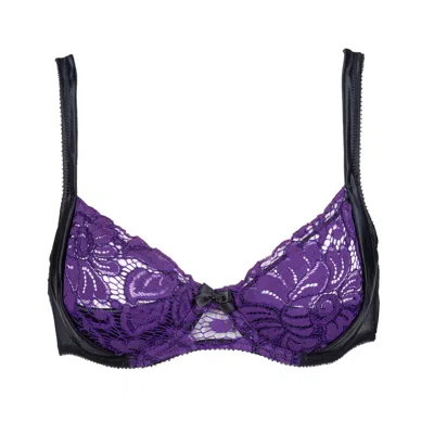 Les Jupons De Tess Women's Black / Purple Vogue Balconette Bra In Purple