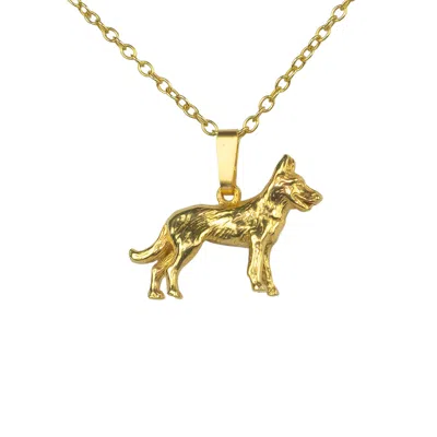 Simon Kemp Jewellers Women's German Shepherd Alsatian Pendant Eighteen Carat Gold On Silver In Gold