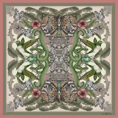Emily Carter Women's Neutrals / Green The Balinese Jungle Silk Scarf - L In Green