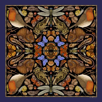 Emily Carter Women's Blue / Neutrals The British Garden Silk Scarf - L In Blue