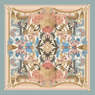 Emily Carter Women's Blue / Pink The Baroque Butterfly Silk Scarf - L In Multi