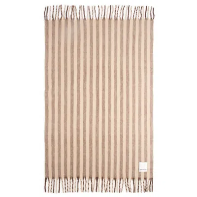 Arctic Fox & Co. Brown / Neutrals The Wool Stripe Throw - Burnt Umber Stripe In Brown