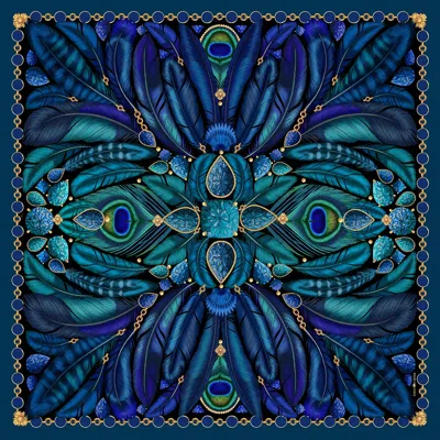 Emily Carter Women's Blue / Green The Peacock Baroque Wool Scarf - Xl In Multi