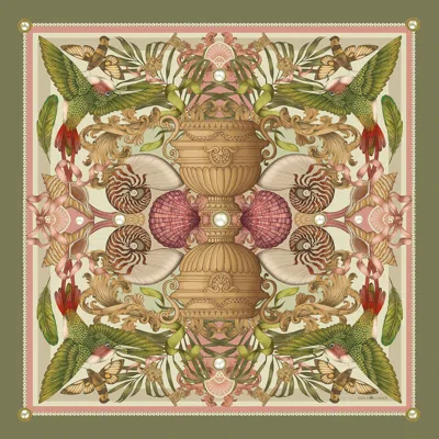 Emily Carter Women's Green / Pink The Hummingbird & Nautilus Silk Scarf - L In Multi