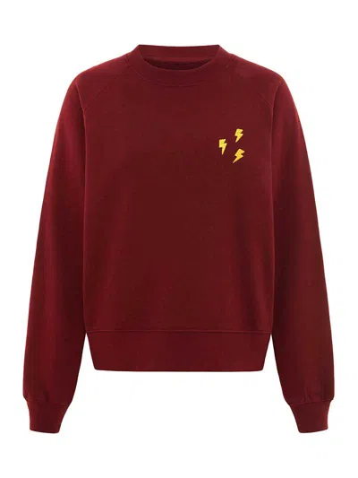 Blonde Gone Rogue Women's Flash Embroidered Sweatshirt, Organic Cotton, In Burgundy In Burgundy