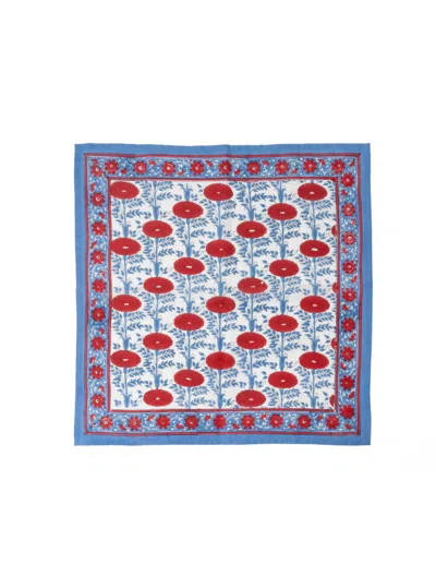 Inner Child Blue / Red Araminta Blockprint Napkins, Set Of 4 In Blue