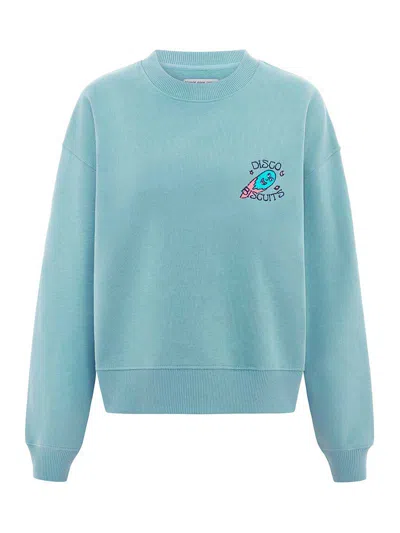 Blonde Gone Rogue Women's Disco Trip Embroidered Sweatshirt, Organic Cotton, In Light Green In Blue