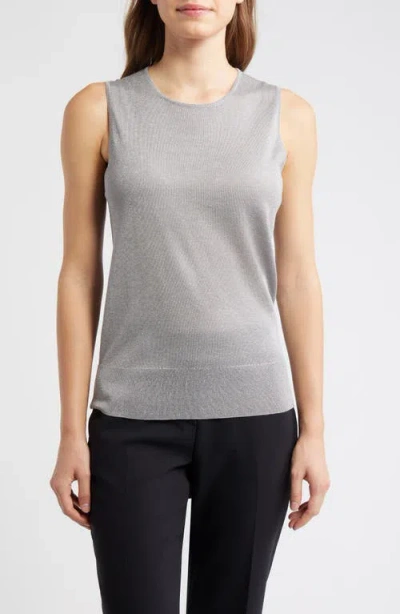 Anne Klein Metallic Sweater Tank In Gray