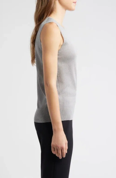 Anne Klein Metallic Sweater Tank In Gray