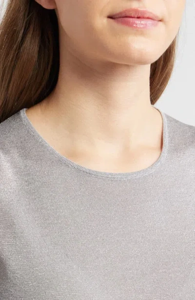 Anne Klein Metallic Sweater Tank In Gray