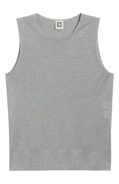 Anne Klein Metallic Sweater Tank In Gray