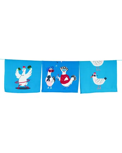 Tiramisu Set Of 3 The Happy Place Artisan Kitchen Tea Towel Set In Blue