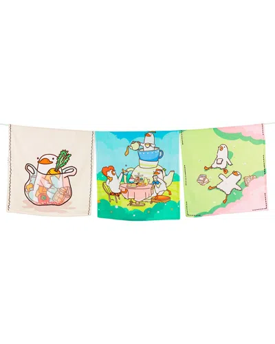 Tiramisu Set Of 3 The Gaggle Of Geese Artisan Kitchen Tea Towel Set In Multi