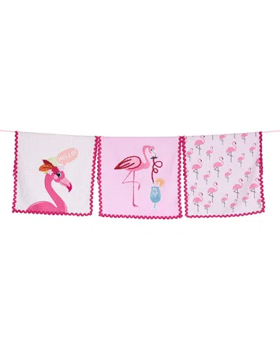 Tiramisu Set Of 3 The Flamingo Fun Artisan Kitchen Tea Towel Set In Pink