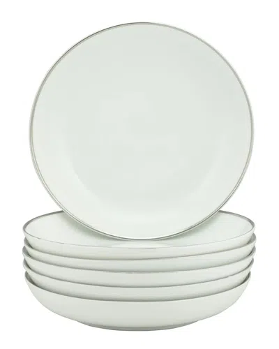 10 Strawberry Street Set Of 6 Royal Coupe Silver Line Soup Bowl In White