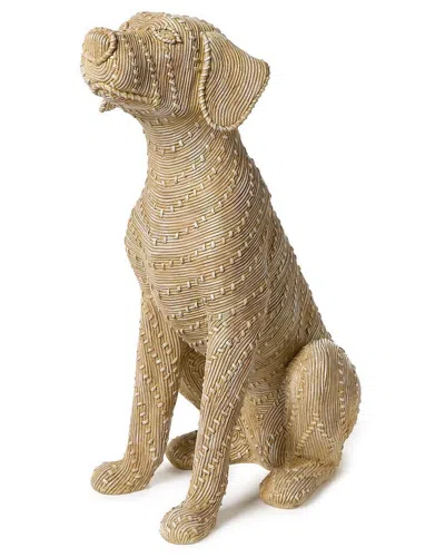 Two's Company Basket Weave Pattern Sitting Dog In Gold