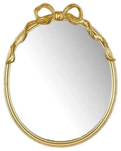 Two's Company Oval Mirror With Accent Bow In Gold
