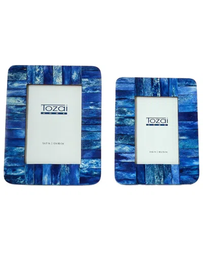 Two's Company Oceans Set Of 2 Photo Frames In Blue
