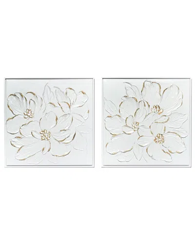 Two's Company Set Of 2 Florals Wall Art In White