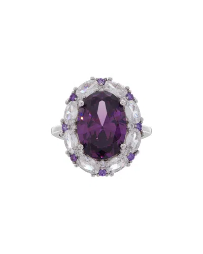 Jankuo Plated Cz Cocktail Ring In Purple