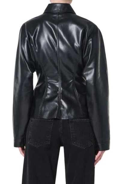 Agolde Devon Faux Leather Shirt In Black