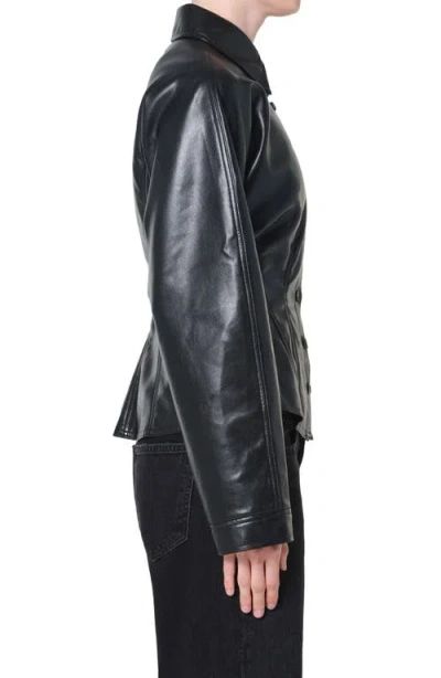Agolde Devon Faux Leather Shirt In Black