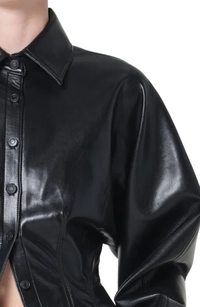 Agolde Devon Faux Leather Shirt In Black