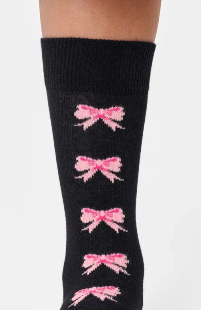 Happy Socks Bow Jacquard Crew Socks In Black