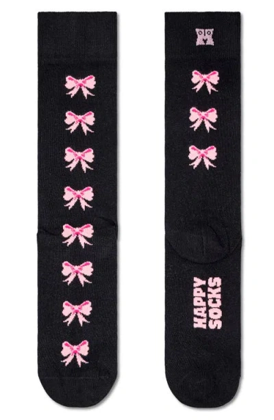 Happy Socks Bow Jacquard Crew Socks In Black