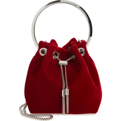 Jimmy Choo Bon Bon Bucket Bag In Red