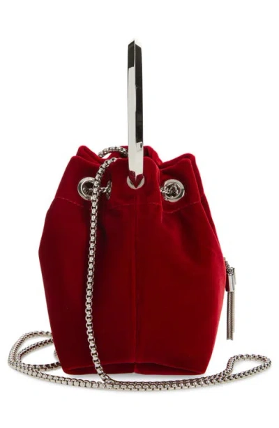 Jimmy Choo Bon Bon Bucket Bag In Red