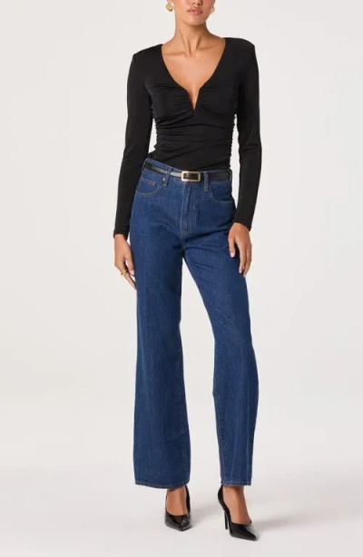 Astr The Label Wire Ruched Top In Black