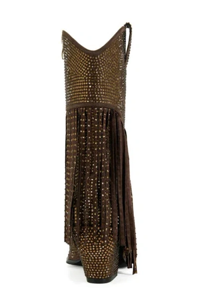 Azalea Wang Greia Pointed Toe Western Boot In Brown