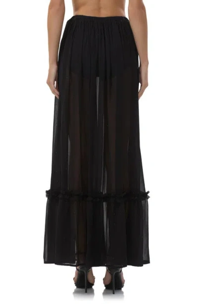 Afrm Allegra Rhinestone Chiffon Maxi Skirt In Black