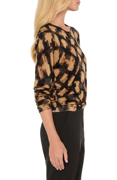 Nic + Zoe Nic+zoe Glowy Check Cotton Blend Sweater In Brown