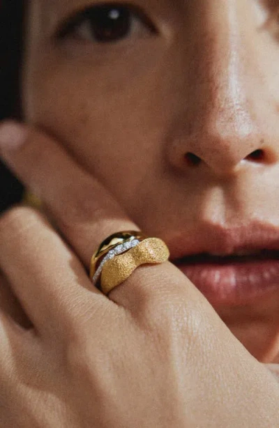 Monica Vinader Riva Pavé Lab Grown Diamond Ring In Gold