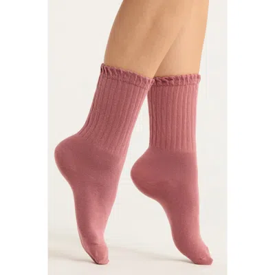 Casa Clara Joanna Ruffle Trim Crew Socks In Pink