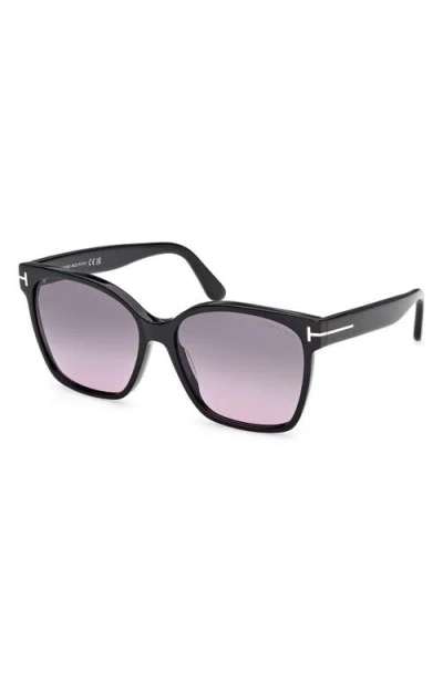 Tom Ford Iris 56mm Gradient Butterfly Sunglasses In Black