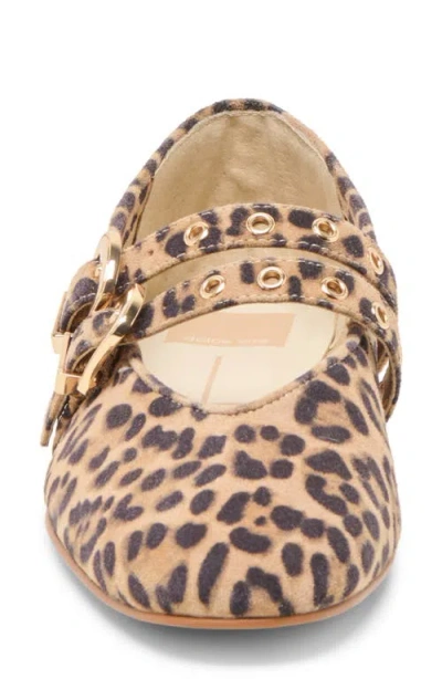 Dolce Vita Baylee Grommet Ballet Flats Dk Leopard Printed Suede In Brown