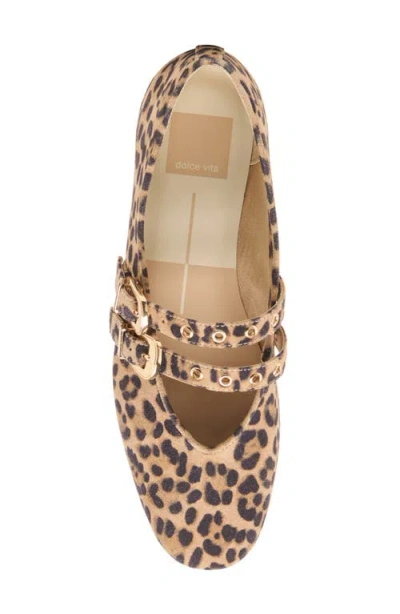 Dolce Vita Baylee Grommet Ballet Flats Dk Leopard Printed Suede In Brown