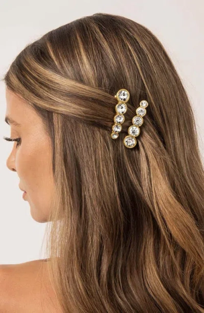 Ettika Set Of 2 Meteorite Crystal Barrettes In Gold