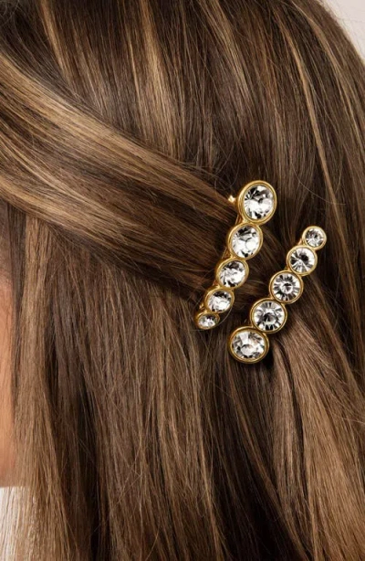 Ettika Set Of 2 Meteorite Crystal Barrettes In Gold