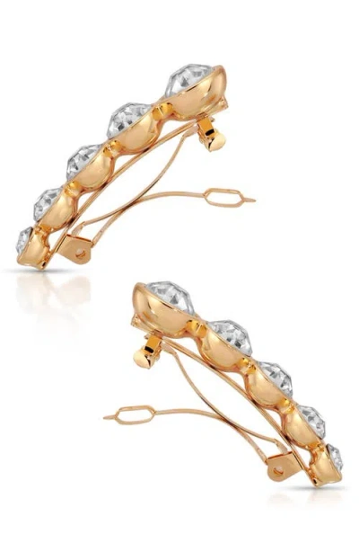 Ettika Set Of 2 Meteorite Crystal Barrettes In Gold