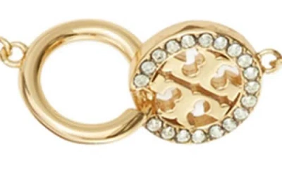 Tory Burch Miller Interlock Pavé Pendant Necklace In Gold