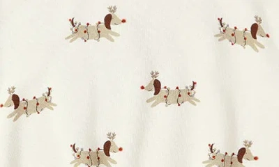 Quincy Mae Christmas Dog Print Relaxed Cotton Blend Fleece Sweatshirt In White