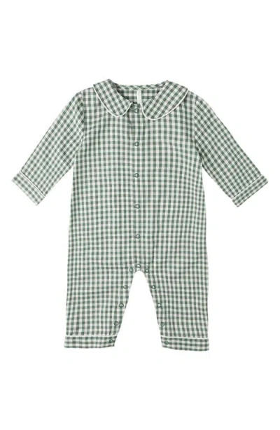 Rylee + Cru Gingham Cotton Blend Romper In Green