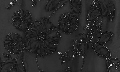 Sau Lee Sammie Beaded Floral Sleeveless Gown In Black