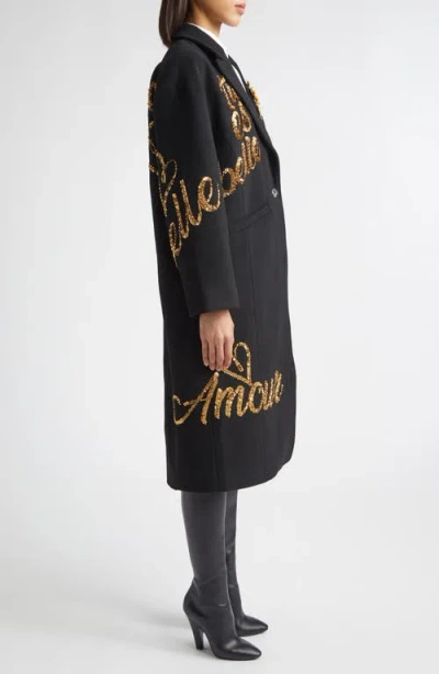 Cinq À Sept Cinq A Sept Sequined Coat In Black